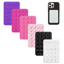 4个/套 硅胶吸盘手机支架，防水粘性底座，适用于大多数手机，自拍视频通用指环支架，黑色/白色/紫色/橙色；2个/套 黑粉色/白色