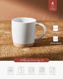 Richmount 4 Pieces Coffee Mugs Set, 12 Oz Mug Set, Dringking Cup With Handle For Coffee, Tea, Cocoa, Milk - trắng - Xem 2