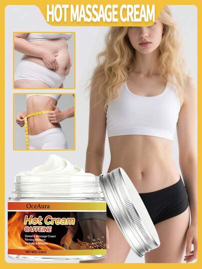 OceAura 一盒60克紧致霜，一款添加咖啡因的温热按摩霜/油。这款保湿按摩霜能够舒缓滋养肌肤，展现纤细身形。适用于温热紧致按摩。便携设计，男女皆宜。