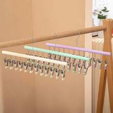 1 Stainless Steel Multi-Clamp Hanger, Polished Finish - Space-Saving Closet Organizer For Pants, Jeans, Leggings, And Shorts - Suitable For Men And Women - Ideal For Small Closets - Great For Home Organization And A Must-Have Christmas Gift - Màu xanh lam - Xem 2