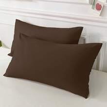 Casaisla Home Collection Paq 2 Fundas de Almohada Premium Lisas Minimalistas Suaves Tamaño Matrimonial y King Size Diferentes Colores - Café integral - Ver 2