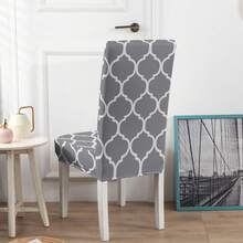 1/2/4/6pcs Waterproof Printed Chair Cover, Seat Protector Slipcover For Home Or Party, Suitable For All Seasons - Grayish White - View 10