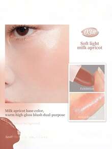 NOVO 保湿高光棒，腮红修容棒，打造透明光泽肌肤，珠光闪耀，顺滑易涂抹，适合日常妆容、秋冬季、新年妆容、送礼、毕业典礼、派对、音乐节、Y2K风格、可爱 - 03#柔光奶杏 - 查看 10