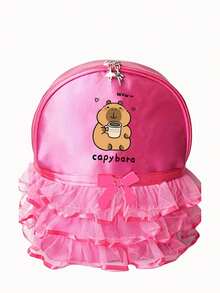 1pc Fashion Capybara Print Mini Backpack With Lace & Bow Details, Adjustable Shoulder Strap, Suitable For Casual Outings, Travel, Camping, Dance Classes And Daily Use, Ideal Holiday Gift - Backpack - View 14