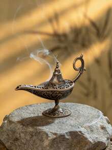 1pc Ramadan Lantern Incense Burner, Vintage Desktop Fragrance Decor, Incense Burner, Wishing Burner, Metal Incense Burner, Home Decor, Aromatherapy Tool, Incense Tower, Agarwood Container, Tea Ceremony Supplies, Gift - Multicolor - View 9
