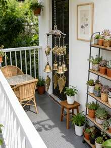 1pc Cast Iron Wind Chime Cover, Iron Art Bell Wind Chime Hanging Decor With Decorative Chain, Outdoor Garden Ornament, No Electricity Needed, Adds Soothing Sounds To Balcony, Patio, Porch, Garden - Bronze - View 3