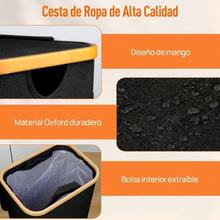 Cesto Para la Ropa con Tapa 100L Cesto Ropa Sucia con 1 Bolsa Extraible Cesto de Almacenamiento de Ropa para Lavar Y Guardar Ropa Adecuado para Baños Salas de Estar Dormitorios Lavaderos 1 PCS - Negro+1 PCS - Ver 2