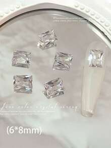 5颗透明锆石美甲水钻，闪亮美甲饰品，奢华高碳透明自含式璀璨光泽冰糖钻石美甲配件 - 彩色 - 查看 12