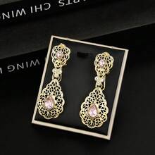 1 Pair Elegant Arabic Style Women's Teardrop Earrings, Moroccan Algerian Traditional Festival Party Jewelry - Hollow Earrings - View 11