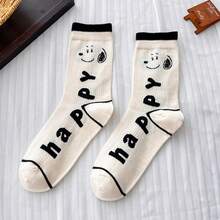 SNOOPY 史努比卡通袜子，男女通用舒适柔软运动袜，四季皆宜，史努比创意卡通图案时尚百搭柔软舒适袜子