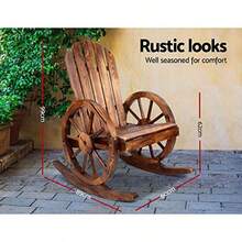 Outdoor Rocking Chair Wooden Reclining Recliner Patio Furniture Lounge Setting Conversation Set Backyard Garden Porch Indoor Pool Timber Armrest Blackrest All-Weather Brown - Brown - View 7