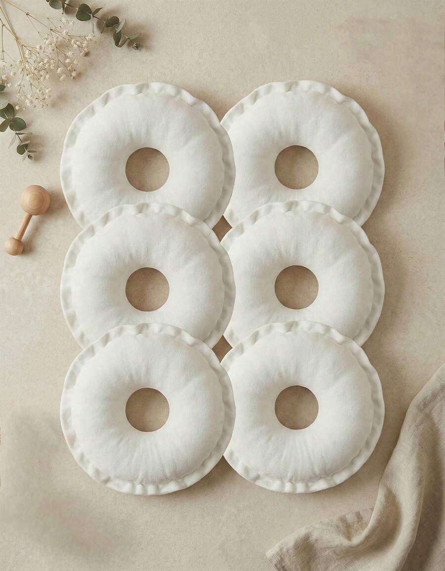 Kit Of 6 Breastfeeding Pads, 3 Pairs, Hypoallergenic Cotton Fabric, Breast Protector - trắng - Xem 1