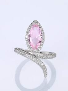 1 Pc Pretty Cubic Zirconia Ring For Women For Wedding Engagement Anniversary Party Jewelry Valentine's Day Gift - 1# - View 2