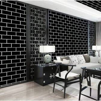 1 Roll Faux Ceramic Tile Black & White Brick Pattern Wallpaper, Easy Peel And Stick Installation, 3D Embossed Vinyl Wallpaper, Removable PVC Sticker, For Living Room Furniture Renovation, Waterproof Bathroom Tile Wall Covering, Washable Smooth Marble Texture Wall Paper