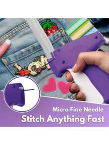 Handheld Garment Tag Gun, Suitable For Clothing, Quick Sewing Garment Fasteners & Labels, Sewing Kit Includes 6 Needles, 500 Black Fasteners And 500 White Fasteners, Purple - Purple - View 4