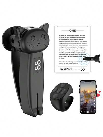 Pasa páginas remoto, adecuado para Kindle Paperwhite Oasis Kobo y otros lectores de libros electrónicos, pasa páginas remoto con función de grabación de video, adecuado para iPad y tabletas Android (negro), adecuado para vacaciones de verano, viajes, obturador inalámbrico de cámara portátil