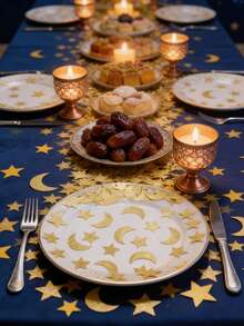 200颗金色闪光星月纸屑装饰，金色桌面纸屑装饰，1.6英寸闪亮星月装饰，适用于婚礼、生日派对、婴儿派对、节日装饰、派对装饰、派对用品 - 金色 - 查看 2