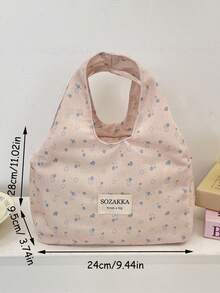 1 Piece Cute Flower Lunch Bag Large Capacity Canvas Lunch Box Bag Fashionable Checkerboard Pattern Tote Bag Camping Food Storage Bag Portable Shopping Handbag No-Closure Lunch Bento Bag School Lunch Box Storage Bag Small Commute Tote Bag Cosmetics Outing Essentials Small Items Organizer Bag Girly Bento Bag - Multicolor - View 11