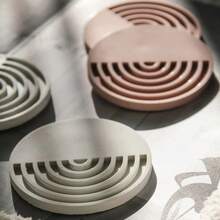 DIY Clay Mold, Half Striped Round Coaster, Gypsum, Resin, Epoxy Resin, Round Daily Silicone Mold