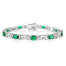 MDFUN 1pc Fashionable & Versatile Green & White Oval Zirconia Bracelet, Suitable For Women's Daily Wear - White - View 2