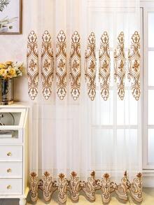 1 tấm rèm voan thêu màu be, kiểu dáng sang trọng thời Trung cổ châu Âu, thích hợp trang trí cửa sổ và cửa ra vào phòng khách, phòng ngủ, nhiều kích cỡ khác nhau. - Nhiều màu - Xem 5
