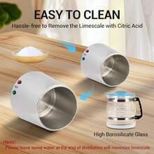 Destilador de agua - Filtro purificador de agua pura de 4 L (1,05 galones), generador de agua destilada de 750 W, de acero inoxidable, para encimeras domésticas, color blanco - Tipo de Enchufe B USA (110-127V) - Ver 4