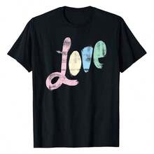 Women's Retro Style Colorful Typographic Text T-Shirt, Plus Size - 黑色 - 查看 1