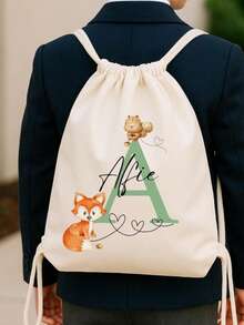 Zaino personalizzato con coulisse per il ritorno a scuola, borsa scuola PE carina con nome personalizzato. Borsa palestra leggera con dinosauro per scuola, università, viaggio., Regalo per ragazzi - Multicolore - Visualizzare 8