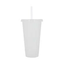 PromoClick Paquete de 10 Vasos de plástico transparente con tapa traslúcida. (Incluyen popote) Cap. 700 ml - Blanco - Ver 3