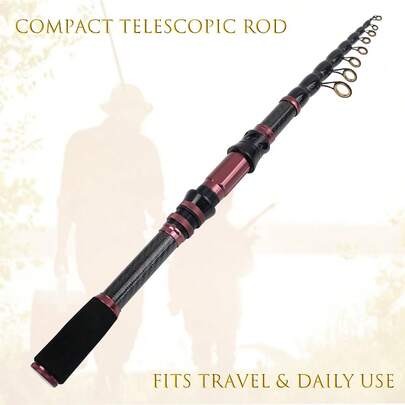 Caña de pescar telescópica portátil, de fibra de carbono de alta densidad, apta para agua dulce y salada, equipo de pesca profesional, color elegante, regalo para entusiastas de la pesca