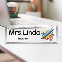 Customized Teacher Pencil Sign41styles, Teacher Gifts, Teacher Appreciation Gift, Teacher Desk Name Plate, Personalized Gift For Teacher, Teacher Name Sign,[Custom Acrylic Desk Nameplate] High Gloss Custom Acrylic Desk Nameplate - Multicolor - View 45