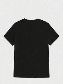 [Sporty T-Shirt]Double-Sided Digital Printed T-Shirt With "" Motif 1Pcs Casual Soft Short Sleeve Pure 100% Cotton 220gsm T - Shirt ,UnisexRelaxed Plus Size T-Shirt - màu đen - Xem 3