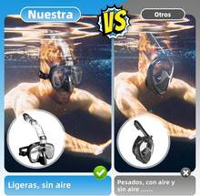 WOTOW Kit de Esnórquel para Adultos, Juego de Esnórquel Buceo Seco Deontable de Una Pieza con Vista Panorámica de 180°, Máscara Antiniebla Antifugas Respiración Libre con Soporte para Cámara - albaricoque - Ver 2