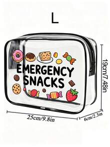 「Emergency Snacks」字母印花 PVC 洗漱收納包，拉鍊開合，輕量耐褪色化妝盥洗包，適合女性與女孩，TSA 認可便攜式化妝包，易擦拭清潔，可作為母親、老師、朋友、護理師或女性好友的化妝包禮物，開學假期與返校旅行必備，防水洗漱包 - 彩色 - 查看 7