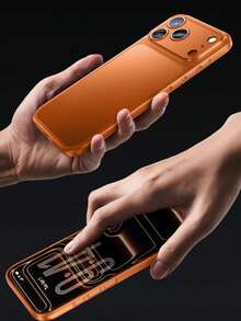 1 pieza Funda protectora transparente mate antideslizante y minimalista compatible con iPhone 17 Air 16 14 13 12 15 11 Pro Max Plus, protección transparente para la cámara - Naranja - Ver 6