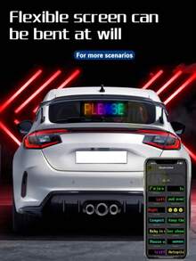 Luces decorativas para ventanas de automóviles, pantallas LED programables para vehículos con control de aplicación y control remoto, contenido de pantalla personalizable, adecuadas para parabrisas de automóviles y camiones. - 92*374 mm - Ver 7