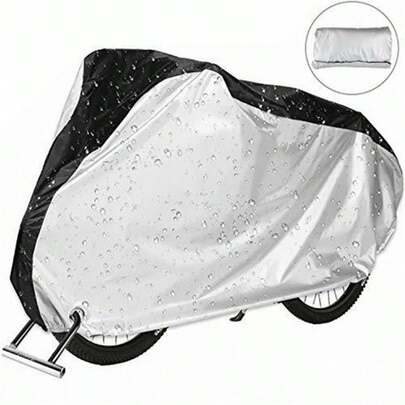 1件银黑色防风雨摩托车罩 - 反光条纹，防风防盗，带锁孔，防紫外线，防尘防雨，四季通用，适用于越野街车，冬季夏季必备户外摩托车装备