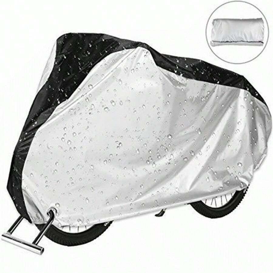 1件银黑色防风雨摩托车罩 - 反光条纹，防风防盗，带锁孔，防紫外线，防尘防雨，四季通用，适用于越野街车，冬季夏季必备户外摩托车装备 - 彩色 - 查看 1