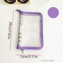 1pc A6 Transparent Glitter Zipper Pouch, Minimalist Design, Suitable For Cash, Savings, Student Stationery - A6 - View 11