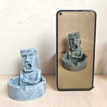 创意摩艾石像形烟灰缸，复活节岛石雕主题肌肉男吸烟配件 - 銀色 - 查看 3