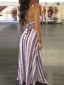 Đầm đi biển mùa hè gợi cảm với chất liệu vải dệt xoắn, khoét lưng. - Màu tím - Xem 2