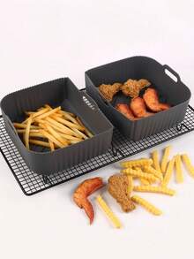 1set Air Fryer Accessories Silicone Inner Tray Set Square Non-Stick Baking Tray For Home Cake Baking Rectangular Silicone Oven Tray - Multicolor - View 9