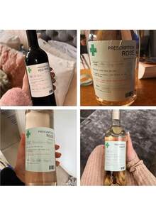 6pcs Funny Prescription Wine Labels, Christmas Novelty Labels, Wine & Champagne Bottle Stickers