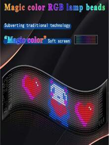 Luces decorativas para ventanas de automóviles, pantallas LED programables para vehículos con control de aplicación y control remoto, contenido de pantalla personalizable, adecuadas para parabrisas de automóviles y camiones. - 92*374 mm - Ver 6