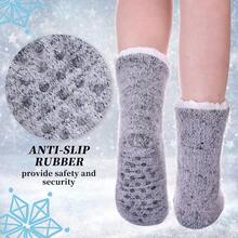 LANLEO Fuzzy Slipper Socks For Women With Grippers Winter Warm Thick Pl 11ush Fleece Lining Non Slip Animal Home Socks,OneSize,Cat - 貓 - 查看 3