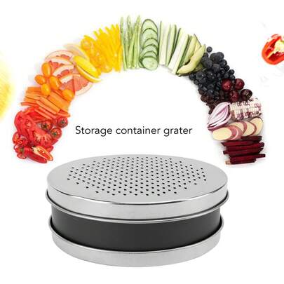 Premium Double-Sided Stainless Steel Cheese Grater - Portable Food Shredder With Container For Ginger, Radish, And More - Versatile Kitchen Tool