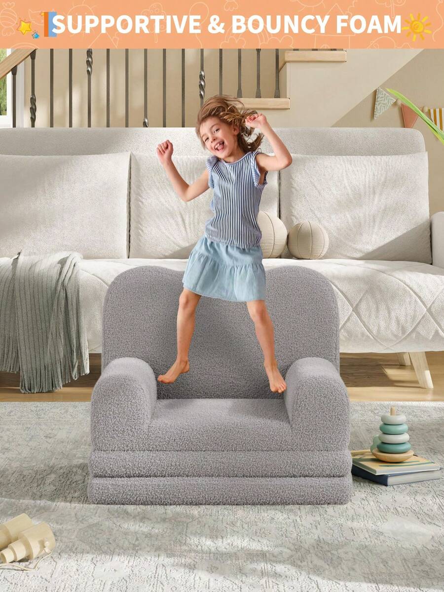 Gris Sofá Infantil de Espuma de Alta Densidad, para Habitación de Juegos y como Regalo - Gris - Ver 1