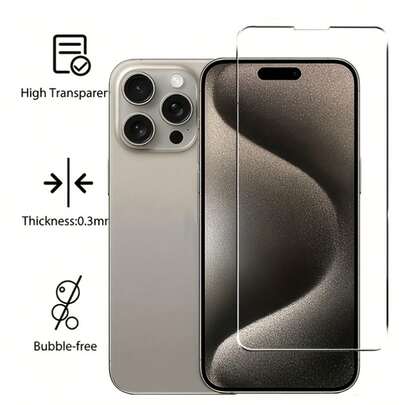 2pcs Transparent HD Tempered Glass Screen Protector For IPhone 17/17 Pro/17 Pro Max/16 Pro Max/16 Plus/15 Pro/15/14 Pro Max/14/13 Pro/13/12 Pro Max/12/12 Pro/11 - 9H Hardness, Scratch-Resistant, Anti-Fingerprint, Easy Installation, Durable Protection, Smartphone Screen Protector, Sleek Phone Accessory, Highquality Glass, Iph Display, Cuttable Cell Phone Protector, Phone Protector, Iph Pro Max, Screen Protector Max, Tempered Glass For Iphones, Protective Glass For Iphones, Protective