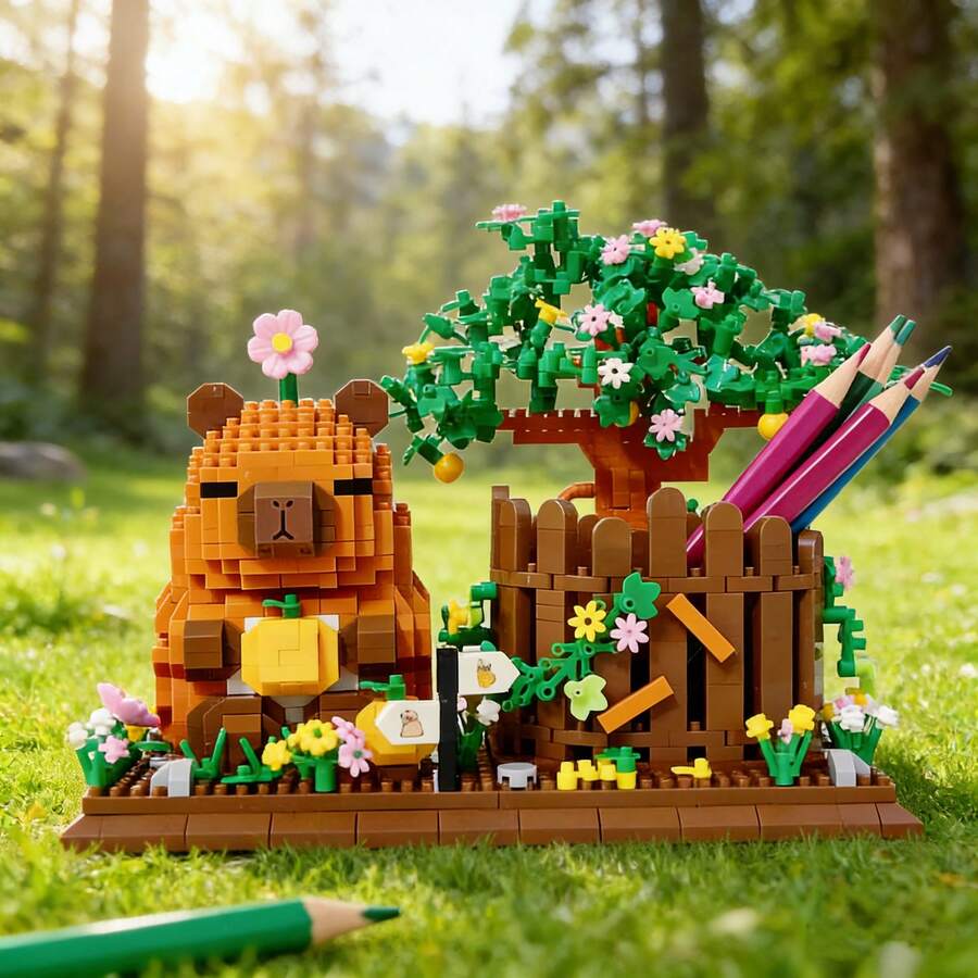 1000+ piezas Soporte de bolígrafo de partícula micro para hámster, combina función ornamental y de papelería práctica, ensamblaje estable, versión de caja de regalo, ideal para regalo de regreso a la escuela/cumpleaños - Multicolor - Ver 1