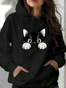 2026 AChristmas Outfit WomenWomen's Heavyweight Hoodie - Gothic Love Me Like My Demons Print Sweatshirt, Loose Fit Pullover Hoodie With Pocket & Drawstring Hood, Long Sleeve Winter Sweater For WomenLoose And Comfortablewinter Clothes For Women - 黑色 18 - 查看 12
